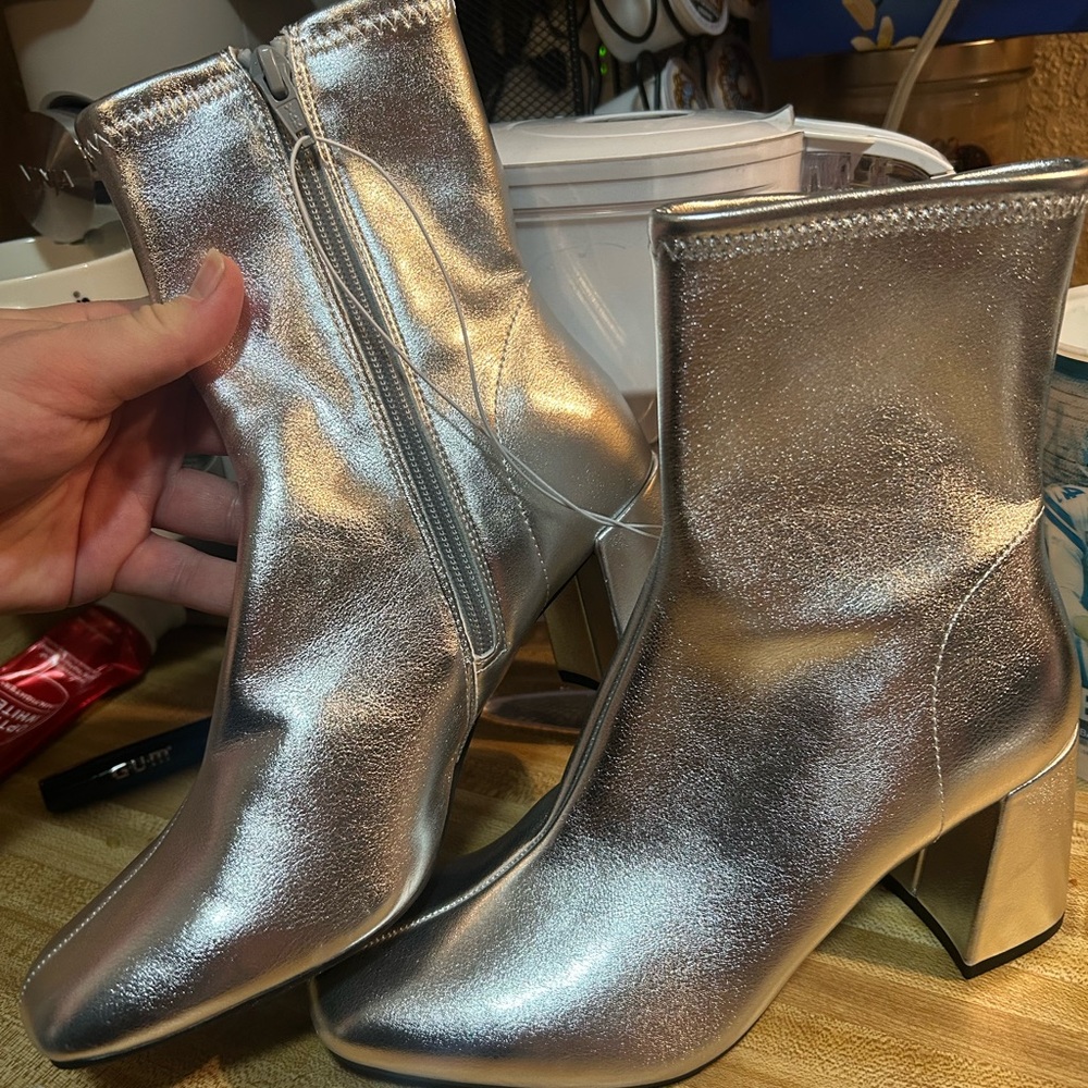 Silver Ankle Boots